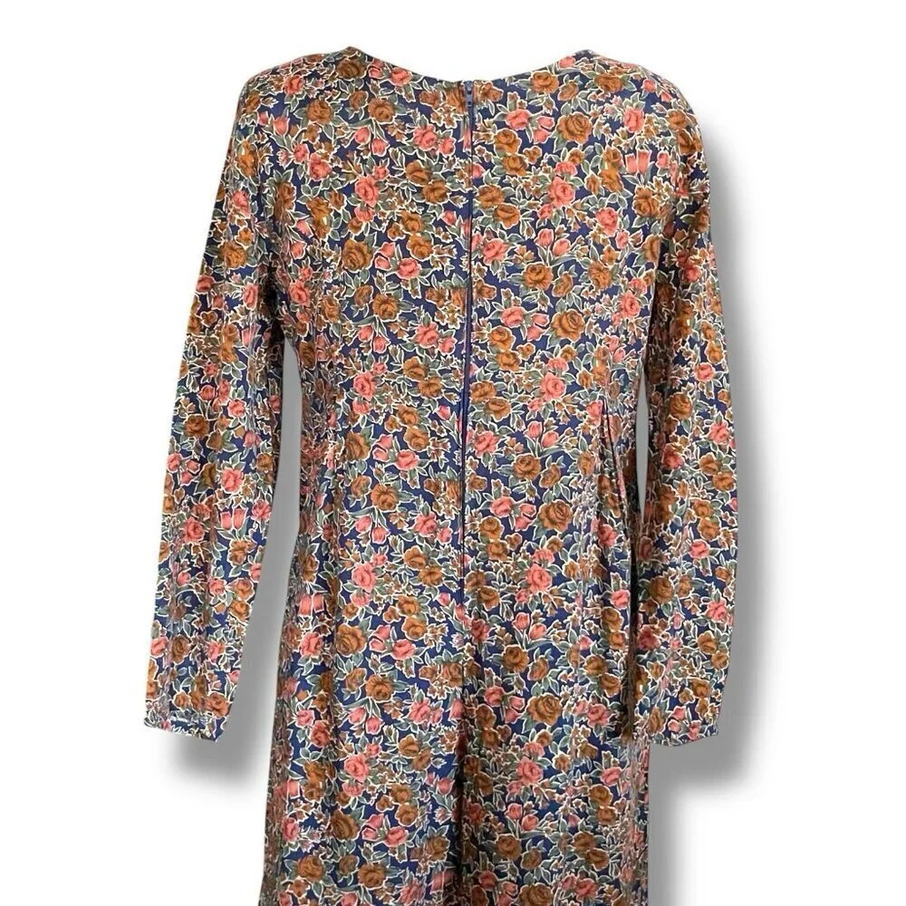 Vintage 90s Express Womens Jumpsuit Sz Medium Brown Floral Wide Leg Cottagecore